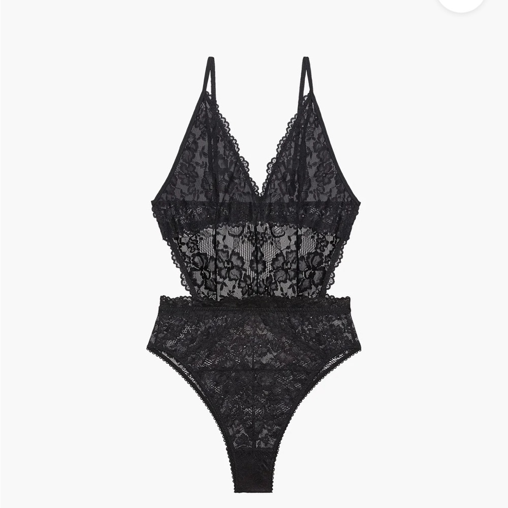 Floral Lace Teddy - Caviar